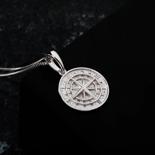 925 Sterling Silver Compass Necklace