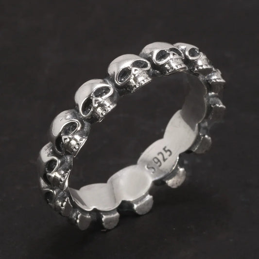 925S Silver Circle of Skulls Ring