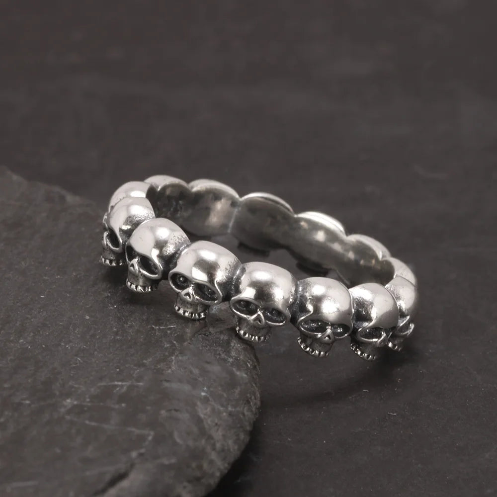 925S Silver Circle of Skulls Ring