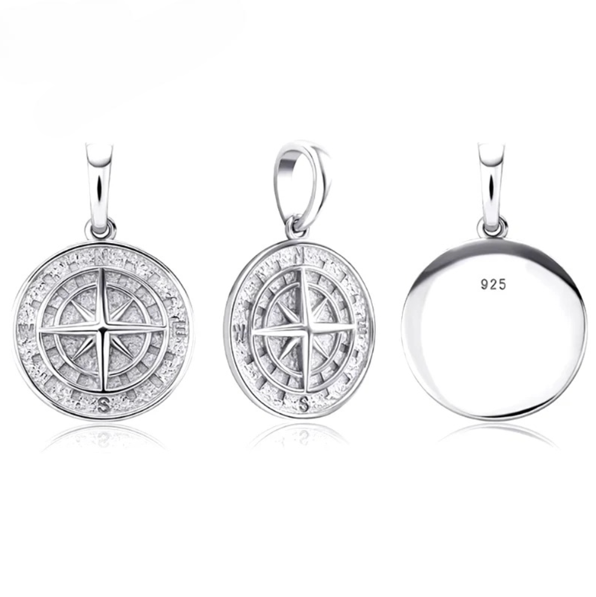 925 Sterling Silver Compass Necklace